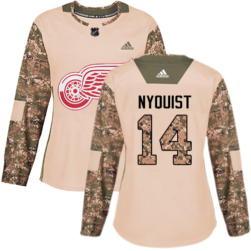 Adidas Red Wings #14 Gustav Nyquist Camo Authentic Veterans Day Women's Stitched NHL Jersey